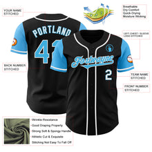 Load image into Gallery viewer, Custom Black Sky Blue-White Authentic Two Tone Baseball Jersey
