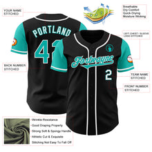 Load image into Gallery viewer, Custom Black Aqua-White Authentic Two Tone Baseball Jersey
