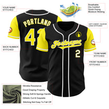 Load image into Gallery viewer, Custom Black Light Yellow-White Authentic Two Tone Baseball Jersey
