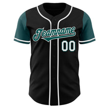 Load image into Gallery viewer, Custom Black Midnight Green-White Authentic Two Tone Baseball Jersey
