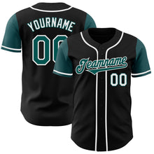 Load image into Gallery viewer, Custom Black Midnight Green-White Authentic Two Tone Baseball Jersey
