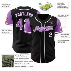 Custom Black Medium Purple-White Authentic Two Tone Baseball Jersey