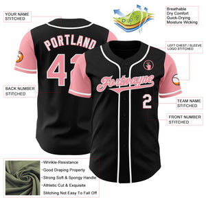 Custom Black Medium Pink-White Authentic Two Tone Baseball Jersey