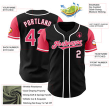 Load image into Gallery viewer, Custom Black Neon Pink-White Authentic Two Tone Baseball Jersey
