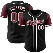 Load image into Gallery viewer, Custom Black Burgundy-White Authentic Two Tone Baseball Jersey
