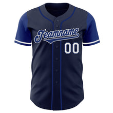 Load image into Gallery viewer, Custom Navy Royal-White Authentic Two Tone Baseball Jersey
