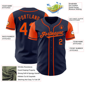 Custom Navy Orange Authentic Two Tone Baseball Jersey