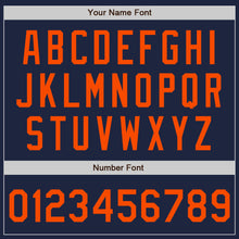 Load image into Gallery viewer, Custom Navy Orange Authentic Two Tone Baseball Jersey
