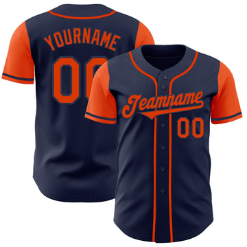 Custom Navy Orange Authentic Two Tone Baseball Jersey