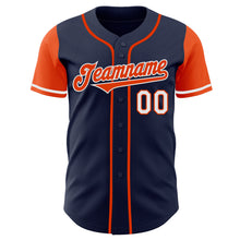 Load image into Gallery viewer, Custom Navy Orange-White Authentic Two Tone Baseball Jersey
