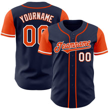 Load image into Gallery viewer, Custom Navy Orange-White Authentic Two Tone Baseball Jersey
