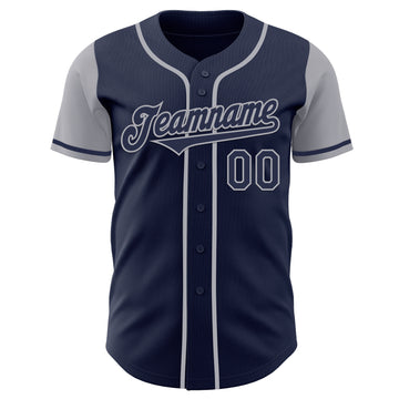 Custom Navy Gray Authentic Two Tone Baseball Jersey