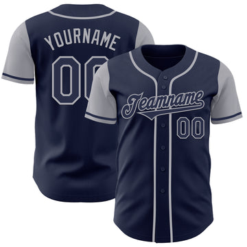 Custom Navy Gray Authentic Two Tone Baseball Jersey