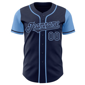 Custom Navy Light Blue Authentic Two Tone Baseball Jersey