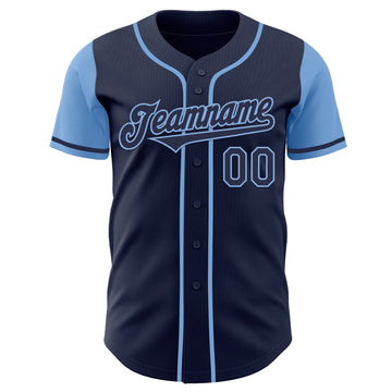 Custom Navy Light Blue Authentic Two Tone Baseball Jersey