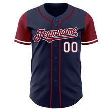 Load image into Gallery viewer, Custom Navy Crimson-White Authentic Two Tone Baseball Jersey
