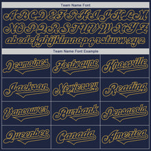 Load image into Gallery viewer, Custom Navy Old Gold Authentic Two Tone Baseball Jersey
