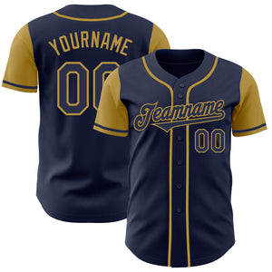 Custom Navy Old Gold Authentic Two Tone Baseball Jersey