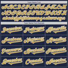 Load image into Gallery viewer, Custom Navy Old Gold-White Authentic Two Tone Baseball Jersey
