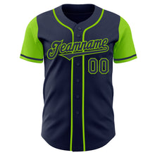 Load image into Gallery viewer, Custom Navy Neon Green Authentic Two Tone Baseball Jersey
