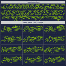 Load image into Gallery viewer, Custom Navy Neon Green Authentic Two Tone Baseball Jersey
