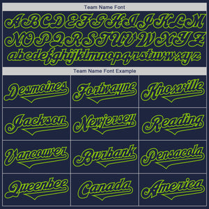 Custom Navy Neon Green Authentic Two Tone Baseball Jersey