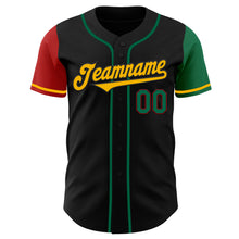 Load image into Gallery viewer, Custom Black Kelly Green Red-Gold Authentic Two Tone Baseball Jersey
