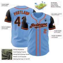 Load image into Gallery viewer, Custom Light Blue Black-Orange Authentic Two Tone Baseball Jersey
