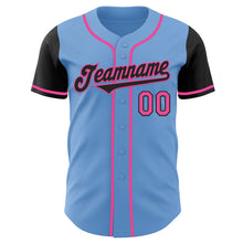 Load image into Gallery viewer, Custom Light Blue Black-Pink Authentic Two Tone Baseball Jersey
