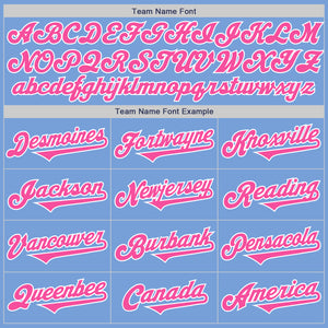 Custom Light Blue Pink-White Authentic Two Tone Baseball Jersey