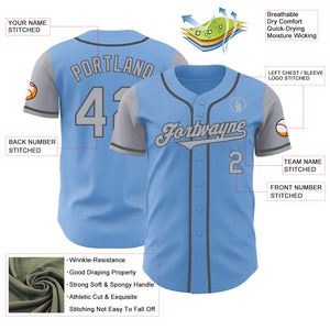 Custom Light Blue Gray-Steel Gray Authentic Two Tone Baseball Jersey