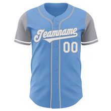 Load image into Gallery viewer, Custom Light Blue White-Gray Authentic Two Tone Baseball Jersey
