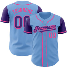 Load image into Gallery viewer, Custom Light Blue Purple-Pink Authentic Two Tone Baseball Jersey
