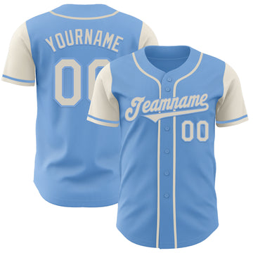 Custom Light Blue Cream Authentic Two Tone Baseball Jersey