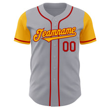 Load image into Gallery viewer, Custom Gray Gold-Red Authentic Two Tone Baseball Jersey
