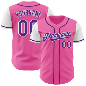 Custom Pink Purple-White Authentic Two Tone Baseball Jersey