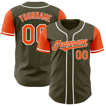 Custom Olive Orange-White Authentic Two Tone Salute To Service Baseball Jersey