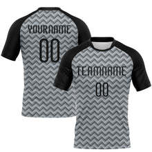 Load image into Gallery viewer, Custom Silver Black Geometric Shape Sublimation Volleyball Uniform Jersey
