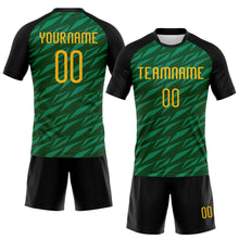 Load image into Gallery viewer, Custom Green Gold-Black Geometric Shape Sublimation Volleyball Uniform Jersey
