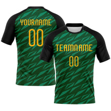 Load image into Gallery viewer, Custom Green Gold-Black Geometric Shape Sublimation Volleyball Uniform Jersey
