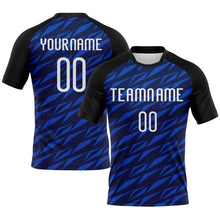 Load image into Gallery viewer, Custom Navy Thunder Blue-Black Geometric Shape Sublimation Volleyball Uniform Jersey
