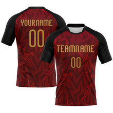 Load image into Gallery viewer, Custom Crimson Old Gold-Black Lightning Sublimation Volleyball Uniform Jersey
