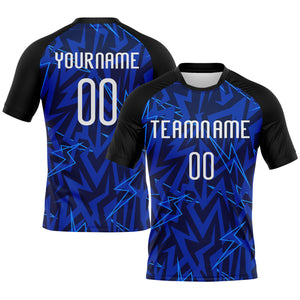 Custom Navy Thunder Blue-Black Lightning Sublimation Volleyball Uniform Jersey