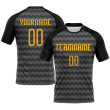 Load image into Gallery viewer, Custom Gray Gold-Black Geometric Shape Sublimation Volleyball Uniform Jersey
