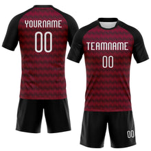 Load image into Gallery viewer, Custom Maroon White-Black Geometric Shape Sublimation Volleyball Uniform Jersey
