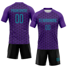 Load image into Gallery viewer, Custom Purple Teal-Black Geometric Shape Sublimation Volleyball Uniform Jersey
