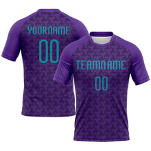 Load image into Gallery viewer, Custom Purple Teal-Black Geometric Shape Sublimation Volleyball Uniform Jersey
