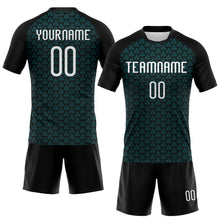 Load image into Gallery viewer, Custom Teal White-Black Geometric Shape Sublimation Volleyball Uniform Jersey
