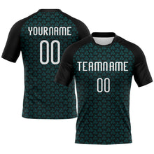 Load image into Gallery viewer, Custom Teal White-Black Geometric Shape Sublimation Volleyball Uniform Jersey
