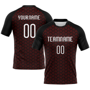 Custom Red White-Black Geometric Shape Sublimation Volleyball Uniform Jersey